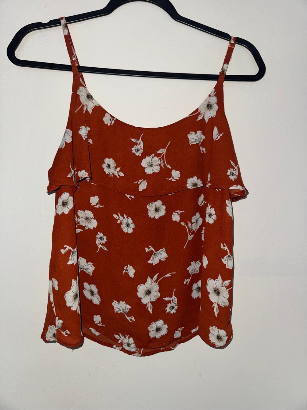 Rust Floral Ruffle Spaghetti Strap Cami - Picture 3 of 3